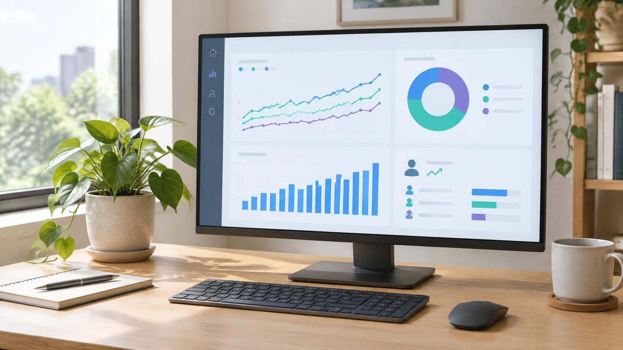 Dashboard with graphs on a computer screen